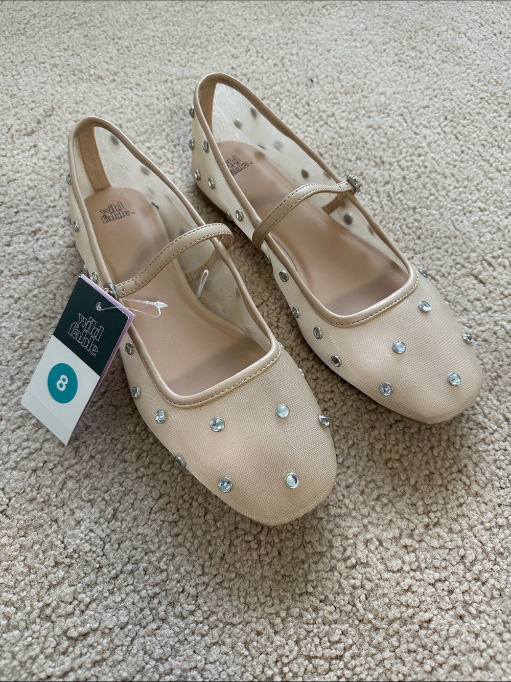 Wild Fable studded Mary Jane Flats in Beige US 8 NWT